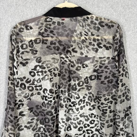 Bongo Shirt Womens XL Animal Leopard Tunic Sheer Blouse High Low Witchy Flowy - Picture 12 of 14